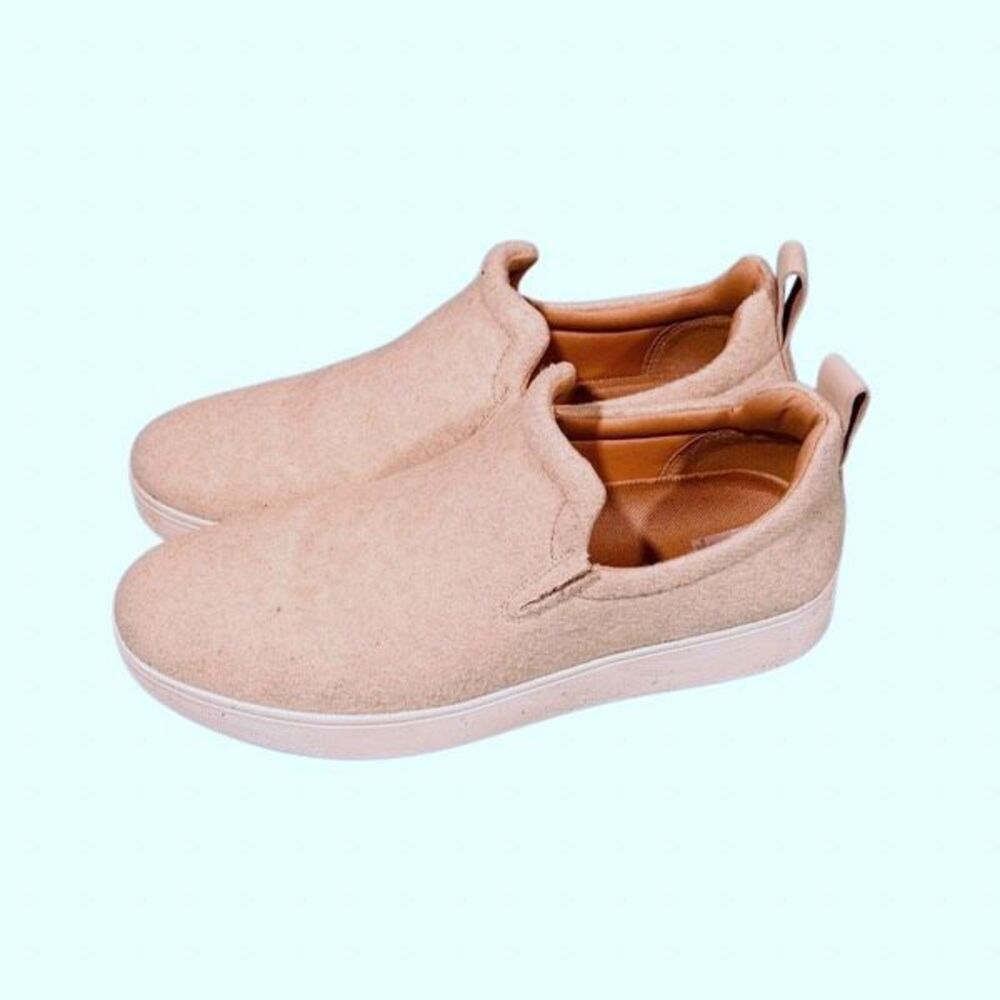 Fitflop Rally tan felt wool slip on sneakers 8.5